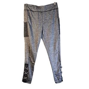 Splash Large Gray Leggings with Mesh Cut Out Details [0323]